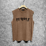 Purple Brand Distressed Tank T Shirts Distressed Sleeveless T-shirt Vest