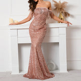 Women Party Dress Feather Sequins Evening Gown Banquet Dress (Ss0416)