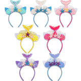 Themed Party Supplies Mermaid Sequin Headband – Ocean Theme Kids Party Costume with Fish Tail, Starfish & Shell