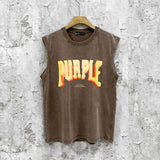 Purple Brand Distressed Tank T Shirts Distressed Sleeveless T-shirt Vest