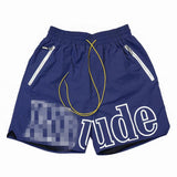 Rhude Shorts3M Reflective Letter Print Tether Elastic Casual Beach Shorts