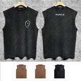 Purple Brand Distressed Tank T Shirts Distressed Sleeveless T-shirt Vest