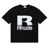 Rhude T Shirt Alphabet Coconut Racing Pattern Short Sleeve T-Shirt