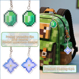 Themed Party Supplies Minecraft Keychain – Pixel Game Theme Party Decoration Acrylic Weapon & Diamond Backpack Charm