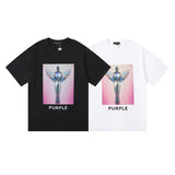 Purple Brand T Shirts Purple Micro Label Letter Pattern Printed Short Sleeve T-Shirt