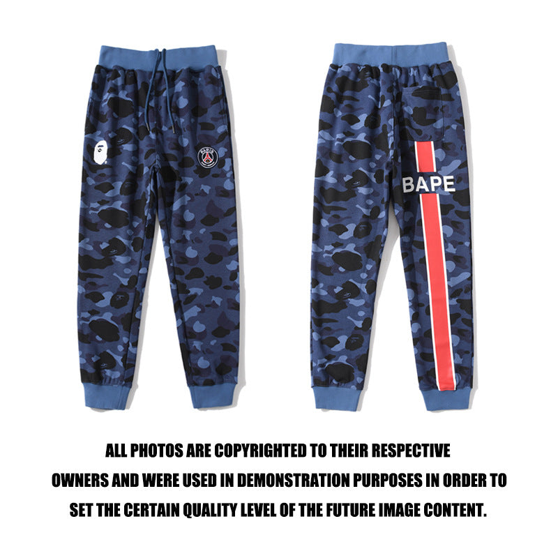 Bathing Ape Pants Autumn Camouflage Blue Casual Pants