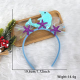 Themed Party Supplies Sequin Mermaid Tail Headband – Ocean Theme Birthday Party Decoration with Dolphin, Starfish & Mesh