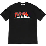 Mens T-shirts 21FW Thrasher Skyline Tee Flame City Short Sleeve T-Shirt