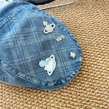 Y2k hot girl hat heavy industry denim easiest for matchretro checkerboard duck tongue beret hat