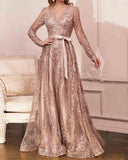 Women Party Dress Sequined Temperament Commute Host Banquet Evening Dress (Ss0416)