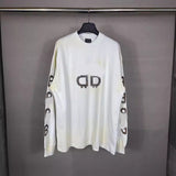 Men T-shirts Paris mud old long-sleeved T-shirt loose casual bottoming shirt