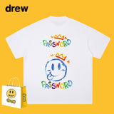 Drew T Shirts Short Sleeve T-shirt Smiley Face Letter Print
