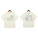 Rhude T Shirt Micro Label Letter Logo Line Pattern Short Sleeve T-Shirt Loose