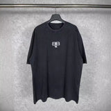 Men T-shirts Paris BB Embroidery Washed Old Short Sleeve T-Shirt Loose