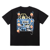 C.e t shirts character pattern letter printing round neck pullover short sleeves