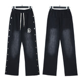 Hellstar Sweatpants Wash Water Black Old Casual Trousers