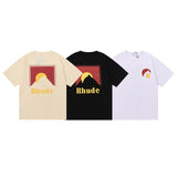 Rhude T Shirt Sunset Design Sense Printed Short Sleeve T-Shirt