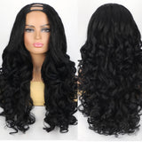 Women's Wigs Black Voluminous U-Part Yaki Curly Wig
