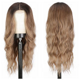 Women'S Wigs Silicone Mesh Lace gradual change Water ripple Long curly hair T Part Chemical fiber Headgear wigs