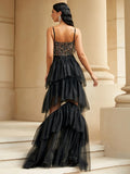 Women Party Dress Sequined Temperament Banquet Evening Gown (Ss0416)