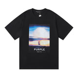 Purple Brand T Shirts Purple Micro Label Letter Pattern Printed Short Sleeve T-Shirt