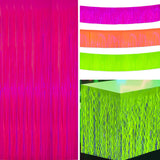 Themed Party Supplies Neon Theme Party Decoration Set – Fluorescent Fringe Curtains, Colorful Banners & Table Skirts