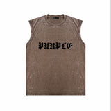 Purple Brand Distressed Tank T Shirts Distressed Sleeveless T-shirt Vest