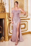 Women Party Dress Banquet Slit Feather Sequins Evening Dress (Ss0416)