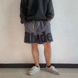 Rhude Shorts Letter Embroidery Drawstring Mesh Basketball Sports Shorts Beach Pants