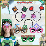Themed Party Supplies Pixel Game Themed Headbands & Glasses – Children's Birthday Party Decorations