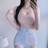 Women Sun Protection Shirt Camisole Short Cardigan Long-Sleeve Suit