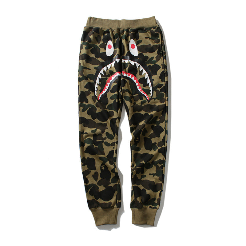 Bathing Ape Pants Shark Head Camouflage Printed Men's and Women's Casual Pants