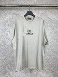 Men T-shirts Paris LOOK washed old short-sleeved T-shirts loose