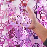 Themed Party Supplies Pet Theme Party Supplies – Pink Cat & Dog Paw Foil Fringe Curtain for Birthday Backdrop