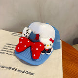 Y2k hot girl hat heavy industry big butterfly cartoon ktcat baseball cap mesh breathable sun hat