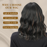 Women'S Wigs Straight Bangs Water Wave Bob Wig