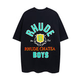 Rhude T Shirt Micro Label Letter Coconut Pattern Short Sleeve T-Shirt
