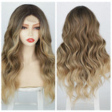 Women's Wigs Middle Part Lace Front Gradual Long Curly Synthetic Wig