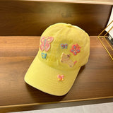 Y2k hot girl hat heavy industry yellow baseball cap summer sunshade cartoon pattern soft top peaked cap