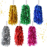 Themed Party Supplies Cheerleading Pom Poms – Shiny Curved Blade with Long Straight Handle