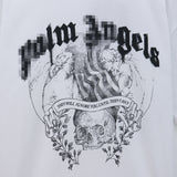 Palm Angels T Shirts Smoke Skull Angel Print Short Sleeve T-Shirt