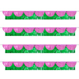 Themed Party Supplies Double-Layer Pink & Green Foil Fringe Curtain – Witch-Themed PET Banner for Birthday Party Decoration
