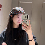 Y2k hot girl hat heavy industry cartoon cat heart plaid women's reversible beret
