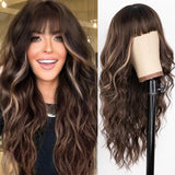 Women's Wigs Straight Bangs Long Ombre Wavy Wig