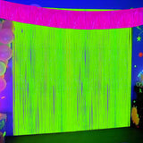 Themed Party Supplies Neon Theme Party Decoration Set – Fluorescent Fringe Curtains, Colorful Banners & Table Skirts
