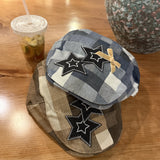 Y2k hot girl hat heavy industry five-pointed star plaid forward hat easiest for match sunshade duck tongue beret