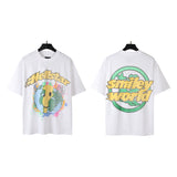 Hellstar T Shirt smiley world fashion earth print crew neck short sleeve T-shirt