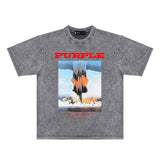 Purple Brand Distressed T Shirts Short Sleeve