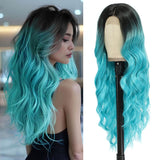 Women's Wigs Middle Part Long Wavy Ombre Lace Front Wig