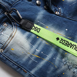 DSQ2 Short Jeans Ripped Patch Slim-fit Stretch Denim Shorts